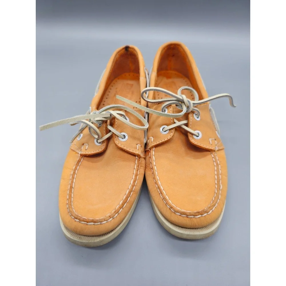 Sebago Dockside Boat Mocs Womens 9 M Orange Leather Loafer Shoes Anniversary Ed.